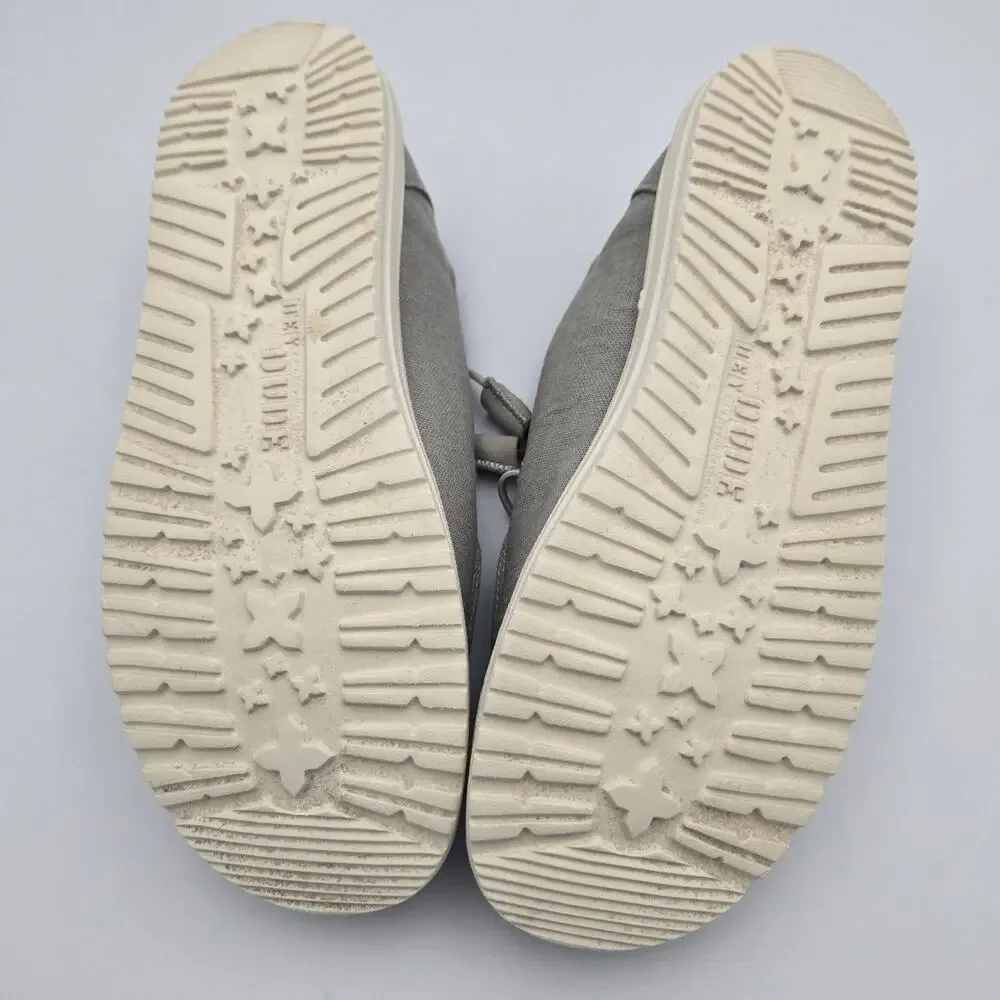 Hey Dude Wendy Chambray Light Grey Slip‑On Shoes – Women’s 8